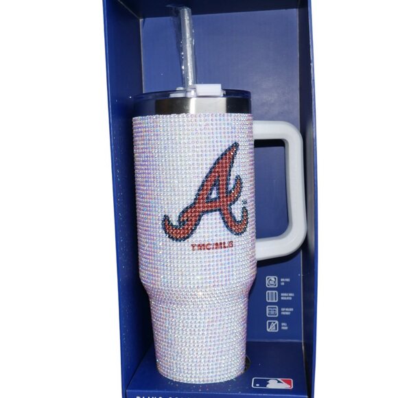 Atlanta Braves Colossal Bling Tumbler 46 Oz Rhinestone Studded NEW in Box - Picture 6 of 6